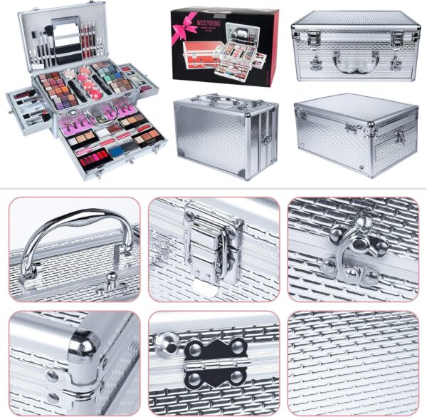 JasCherry All-in-One Make-up Box Set Multi-purpose Cosmetic Storage Beauty Case Professional Contain Eyeshadow Concealer Lip gloss Blusher Compact Powder Eyebrow and Makeup Pencil Brush #1