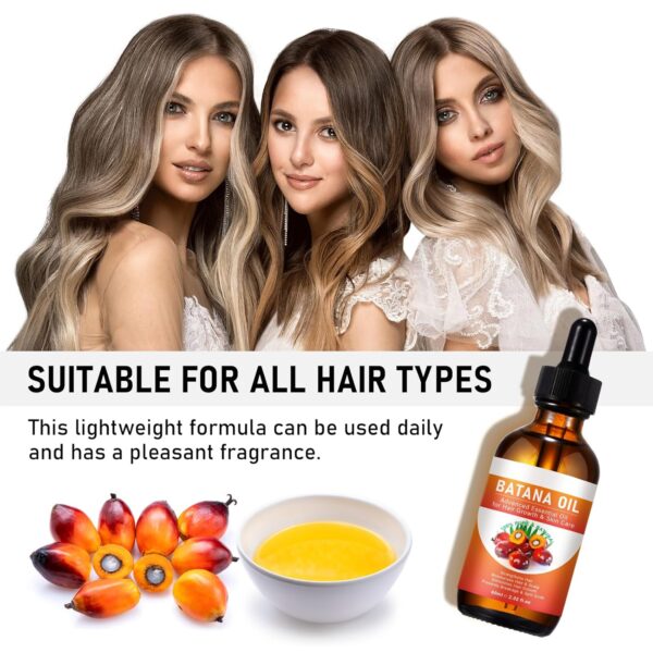 Batana Oil for Hair Growth, 100% Pure Natural Raw Batana Oil for Hair Growth, Prevent Hair Loss, Eliminate Hair Split Ends, Promotes Hair Thickness for Men & Women-2.02 fl oz