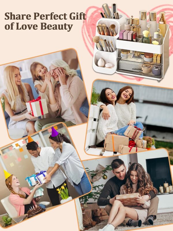 InlyXairce Make up Organiser,Skincare Cosmetic Storage Box Large Capacity,Dressing Organizer with 2 Drawers for Makeup Brush Beauty Perfume for Bedroom Bathroom Countertop Organizers
