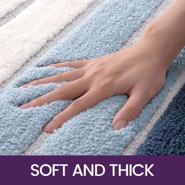 DEXI Bath Mat 50 x 80 cm, Extra Soft Absorbent Microfiber, Non-Slip Washable Rugs for Shower Floor, Bathmat Bathroom Accessories Decor, Blue