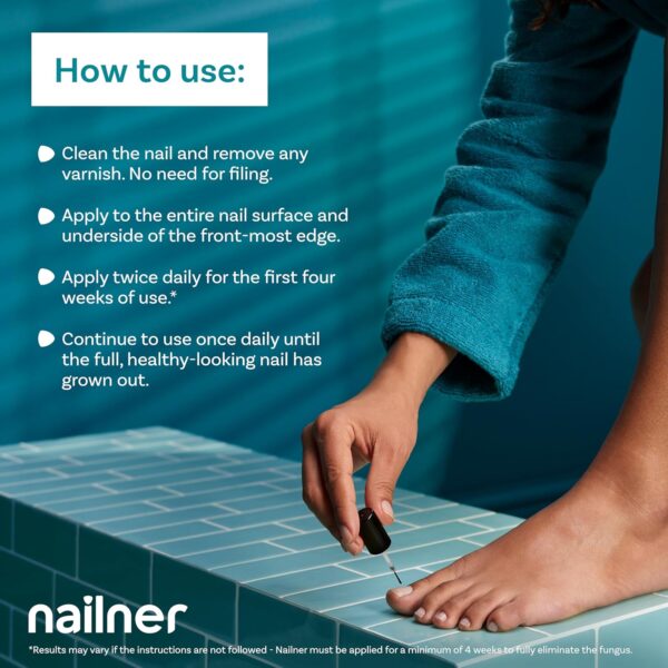Nailner Fungal Nail Brush 5 ml - Treat & Prevent Fungal Nail Infection - Anti Fungal Nail Treatment for Toenails - Clinically proven - 300 Applications - Clear