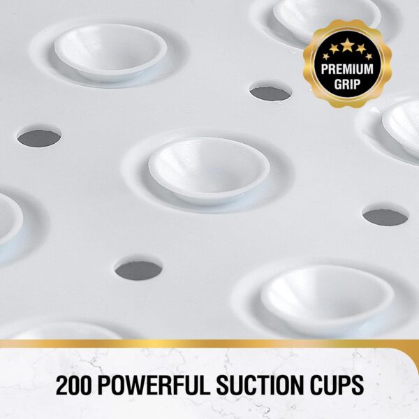 HITSLAM Non Slip Bath Mat for Tub, 101 x 40cm Extra Long Shower Mat Anti Mould, Machine Washable Bathroom Bathtub Mat with Suction Cups and Drain Holes, Soft on Feet, White