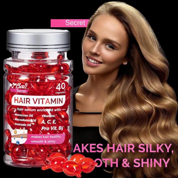 Hussell Hair Treatment Serum - 40 Hair Care Capsules - No Rinse - With Argan Macadamia & Avocado Oils - Vitamins A, E, & Pro B5 - Conditioner for Women & Men