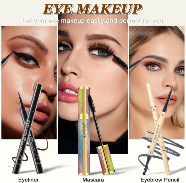 Muiefe Makeup Set, All in One Make Up Starter Kit, Cosmetic Makeup Bundle Include Eyeshadow Palette Foundation Lip Gloss Concealer Eyeliner Mascara, Makeup Gift Sets for Women & Teenage Girls