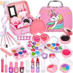 Chennyfun 24 PCS Kids Makeup Set for Girls, Non-Toxic Makeup Set for Little Girls, Washable Make Up Kit Girls Toys, Toddler Cosmetic Makeup Sets Kids Toys, Princess Birthday Gift for 4+ Year Old Girls