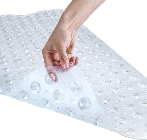 MOONLIGHT20015 Shower Bath Mat Non Slip Anti Mould & Mildew with Strong Suction Cups Grip and Drain Holes Soft Rubber Shower Mats - PVC Bathroom Mat Machine Washable (70x38cm, Clear)