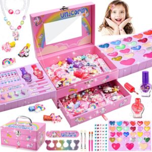 Unicorn Gifts for Girls 4 5 6 7 Year Old , Kids Makeup Sets for Girls Pretend Makeup Sets for Girls Unicorn Toys for Girls Age 4 5 6 7 Princess Toys Kids Birthday for 3-9 Year Old Girls