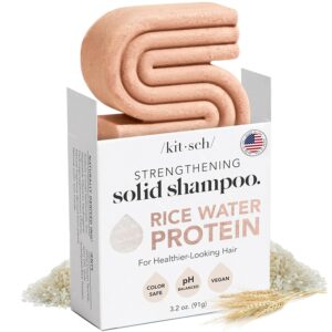 Kitsch Rice Water Shampoo Bar Soap for Hair Care - Soap Bar for Strengthening Weak or Damaged Hair, Women and Mens Shampoo, Vegan, All Natural, Paraben-Free & Sulfate-Free, Made in US, 3.2oz