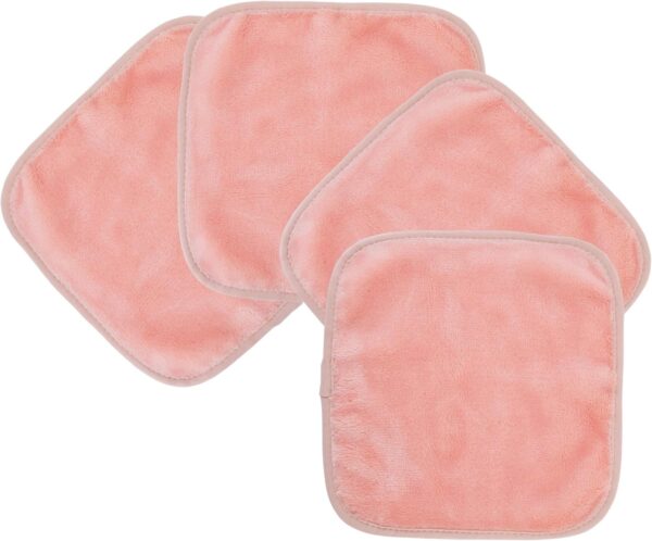 Polyte Premium Hypoallergenic Chemical Free Microfibre Fleece Makeup Remover and Facial Cleansing Cloth (20x20 cm, 4 Light Coral Cloths)