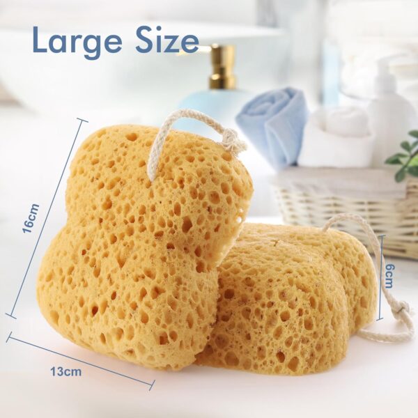Azymi Sponges Bath, 2Pcs Larger Shower Sponges for Women Men, Exfoliating Body Sponge Dense Foam for Gentle & Deep Cleansing, Ultra-Soft for Sensitive Dry Skin