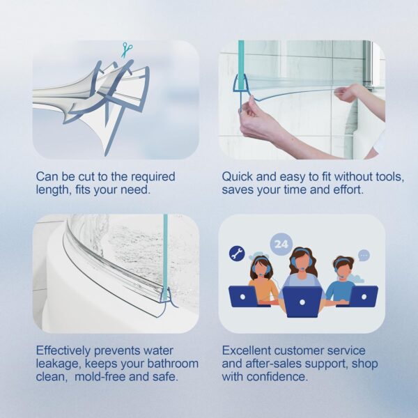 HNNHOME 870mm Pre - Curve Rubber Plastic Bath Shower Screen Seal Strip Perfect for 4-6mm Curved Glass Door Up to 18mm Gap (Curved)