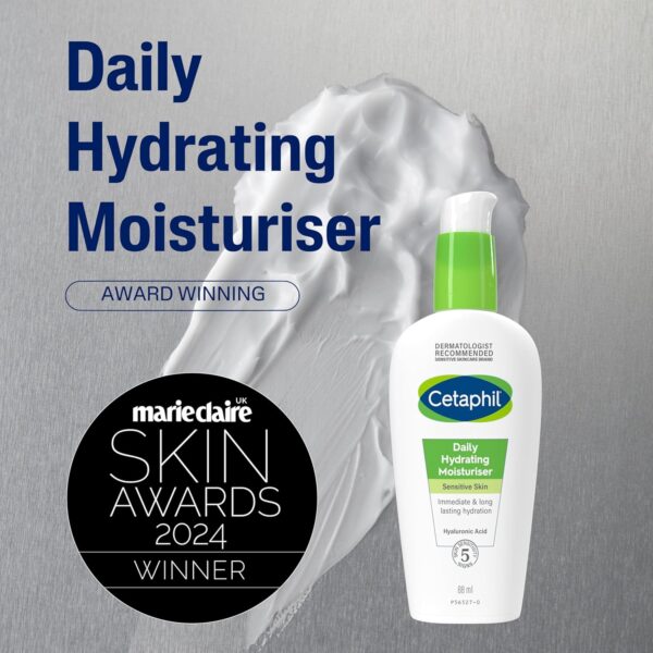 Cetaphil Daily Hydrating Face Moisturiser, 88ml, For Sensitive Skin, With Hyaluronic Acid