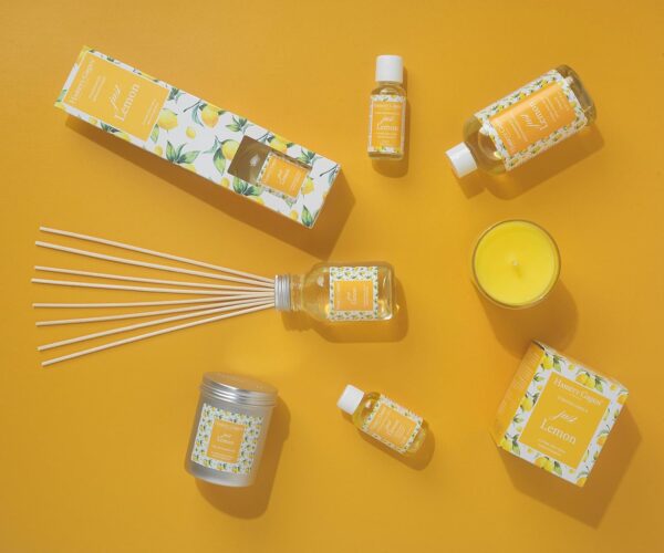Just Lemon Fragrance Reed Diffuser 100ml - Long Lasting Home Indoor Fragrance - with 8 Rattan Reeds