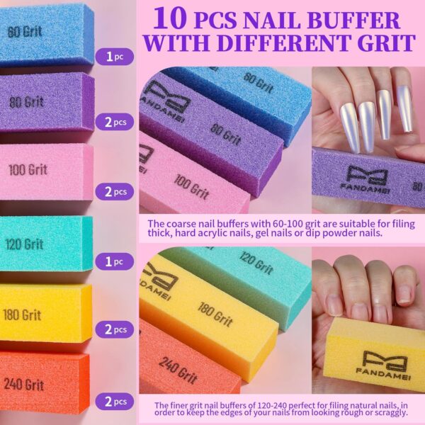 FANDAMEI Nail Buffer Kit, 10 PCS Nail Buffer Block with Different Grit, Nail Buffers, Nail Buffing Block, Buffer Nail File, Cuticle Trimmer, Nail Care Tool Kit, Nail Tools, Nail Kit, Manicure Tools