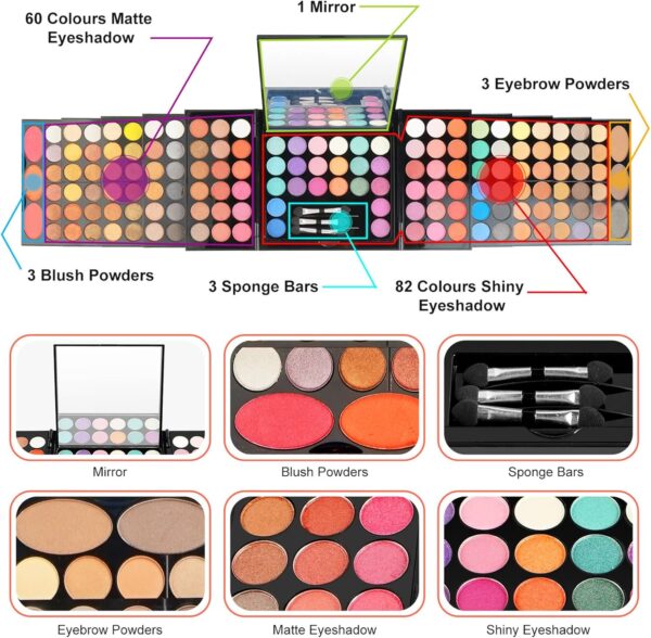 All-in-one Makeup Set Gift, Make-Up Sets, Makeup Kit for Women, Make up Set for Traveling, Long Lasting, Easy to Apply Matte Eye Shadow Palette for the Perfect Look for Day or Night
