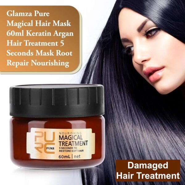 81EsBS02mTL._AC_SL1500_.jpg Glamza Pure Magical Hair Mask 60ml Keratin Argan Hair Treatment 5 Seconds Mask Root Repair Nourishing