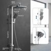 SonTiy Rainfall Shower Set, Square Swivelling Shower Riser Rail with Large Overhead Shower & Brass Diverter, Shower System Without Mixer, 3 Jet Types Handheld Shower, 5-Year Warranty, Chrome