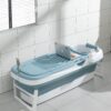 81FROBR9p3L._AC_SL1500_.jpg Schwänlein® Foldable Adult Bathtub, Portable Bathtub Adult, Folding Bathtub 158X62X52cm Large with Lid and Soap Box (158cm Blue)