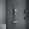 MORADO Thermostatic Shower Set,Adjustable Height Thermostatic Shower System, Shower Bar Set with Rainfall Shower Head and 3-Functions Hand Shower,Chrome Plated, Square Shape