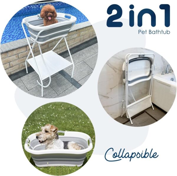 beberoad Pet Dog Booster Bath Elevated Dog Bathing Tub Washing Station for Grooming, Collapsible Foldable Portable Shower Bathtub for Small Dogs Cats Pet, Indoor and Outdoor