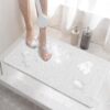 HITSLAM Shower mat Non Slip, 60 x 40 CM Non Slip Bath Mat with Drain, Soft PVC Loofah Shower Bath Mat for Tub, Quick Drying Shower Mat for Bathroom, White