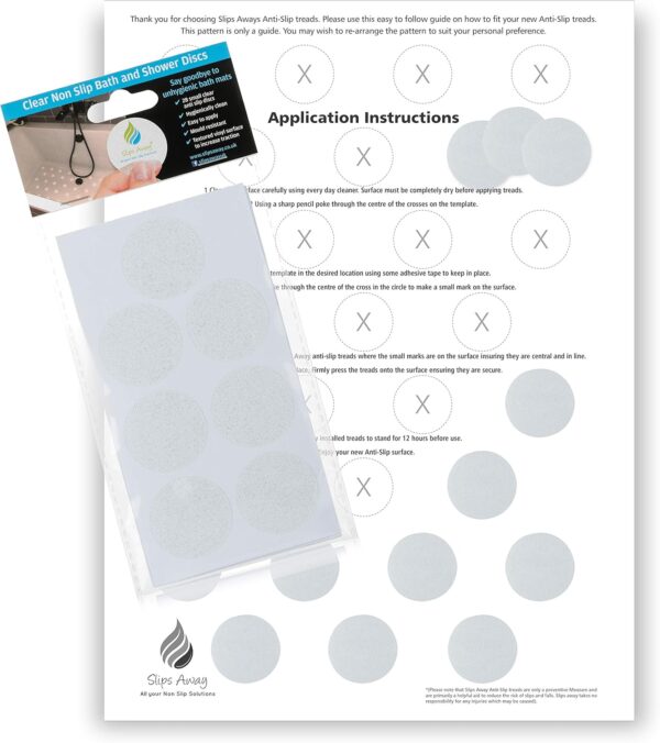 Non-Slip Bath & Shower 28x Clear Stickers - FREE FITTING TEMPLATE INCLUDED - Modern Stylish Alternative to a Rubber Suction Mat - Strong Textured Adhesive Anti Skid Safety Discs - SLIPS AWAY®