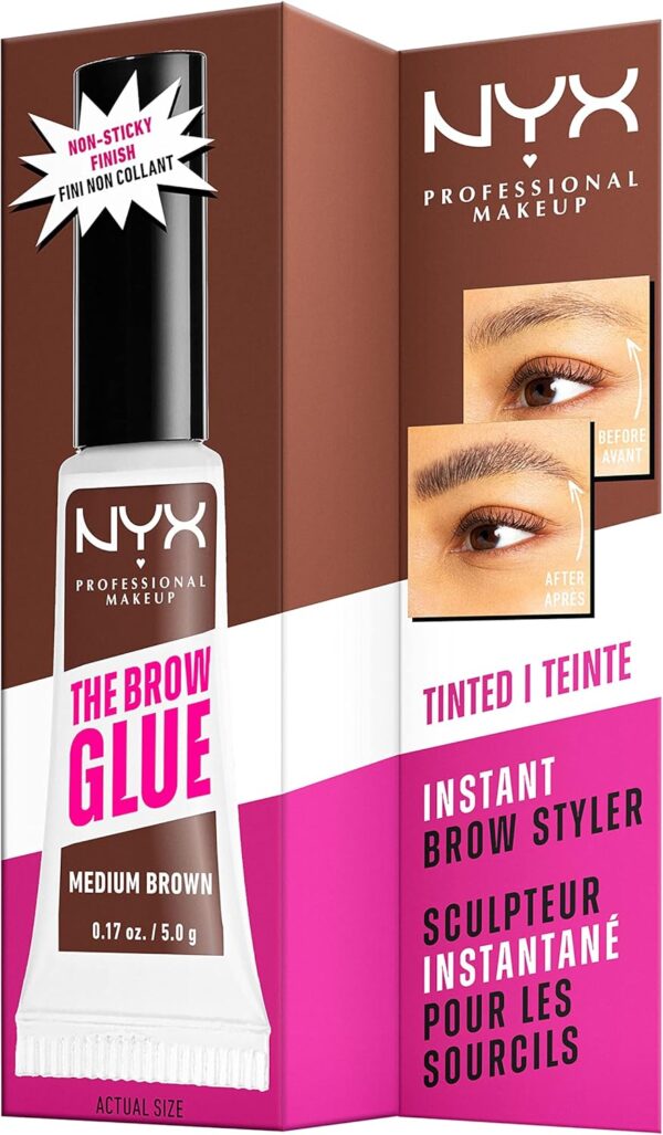 NYX Professional Makeup Brow Glue, Instant Brow Styler, Laminated Brow look, Clear