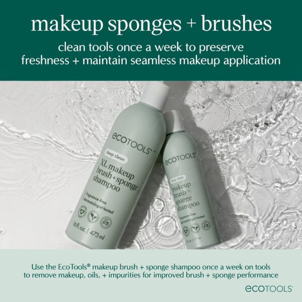 EcoTools Core Five Makeup Brush and Sponge Kit, For Eyeshadow, Blush, Bronzer, Eyeliner, & Foundation, Makeup Blending Sponge For Liquid & Cream Products, Vegan & Eco-Friendly Kit, 5 Piece Set