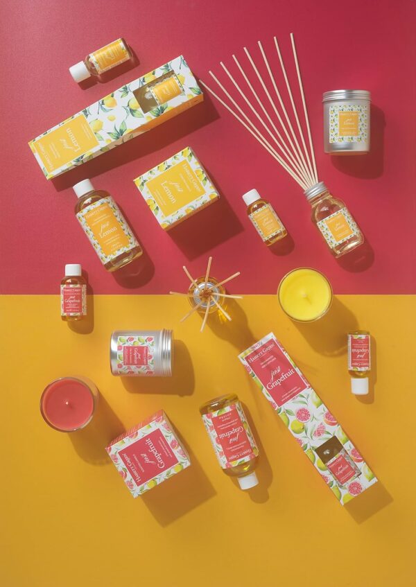 Just Lemon Fragrance Reed Diffuser 100ml - Long Lasting Home Indoor Fragrance - with 8 Rattan Reeds