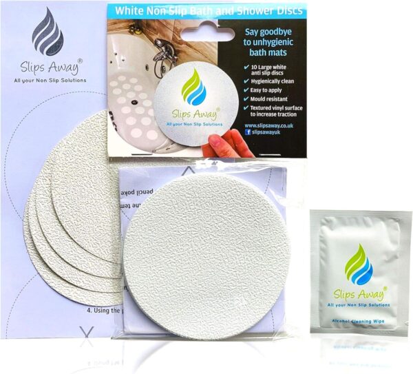 Non Slip Bath Mat Shower Stickers adhesive non rubber (10 Large White Discs)