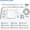 Ronvie Shower System Thermostatic Set, Chrome Shower Riser Rail Mixer with Adjustable Rainfall Shower Head, Scalding Protection Shower Tap, Anti-Kink Shower Pipe