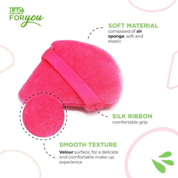 LAC 3 Powder Puff Face Triangle - Reusable Mini Velvet Make up Sponges for Pressed and Loose Foundation No Latex (Pink)