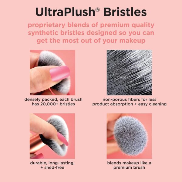Real Techniques Face Base Makeup Brush Kit, For Concealer, Foundation, & Contour, Works With Liquid, Cream & Powder Products, Staples For Blending & Buffing, 4 Piece Set