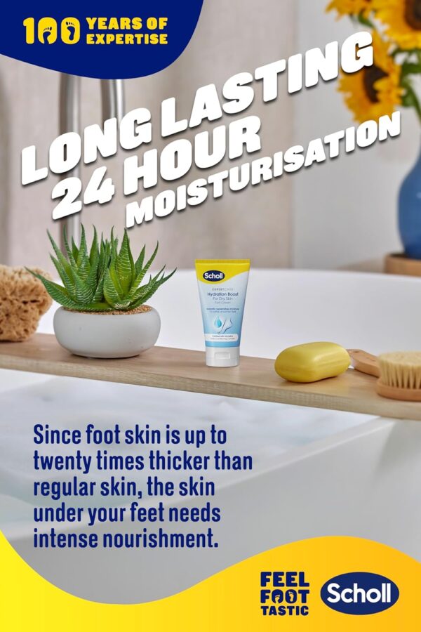 Scholl ExpertCare Hydration Boost Daily Moisturiser Cream for Feet 150ml, Fast Absorbing Foot Cream, Enriched with Glycerine and Skin Conditioning Complex for Softer Smoother Feet