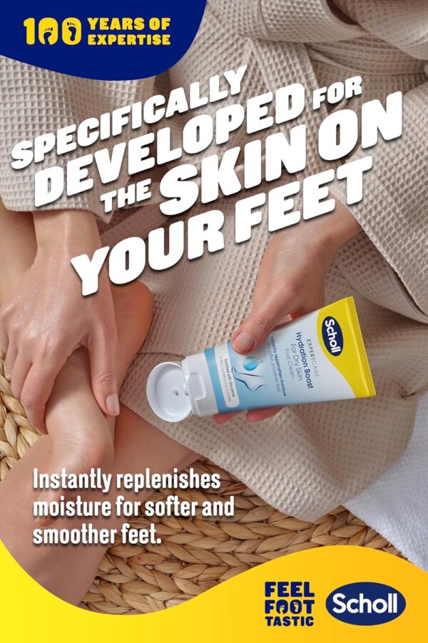 Scholl ExpertCare Hydration Boost Daily Moisturiser Cream for Feet 150ml, Fast Absorbing Foot Cream, Enriched with Glycerine and Skin Conditioning Complex for Softer Smoother Feet