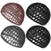 4 Pack Hair Nets Cap Crochet Knit Snood Bonnets Sleeping Hairnet Fitted Hair Cover Wrap Comfortable Haircare Wave Cap for Keep Curls Ballet Serving Shower Bath Head Circumference 20-22in