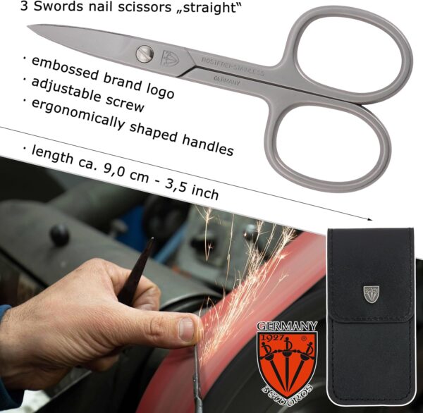 3 Swords Germany | Straight Nail Scissors, Stainless Steel, Extra Sharp - Made in Germany - Manicure, Pedicure, Grooming, Finger & Toe Nail Care by 3 Swords Germany (7889)