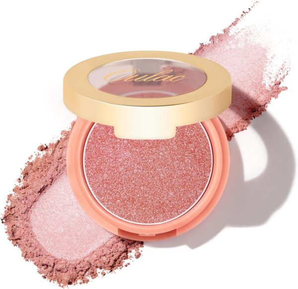 Oulac Pink Luminous Blusher for Cheek Women|Pink Sliver Refletive Glow Highlighter Blushers|Blendable Blusher|Natural Stunning Look|Makeup Vegan Cruelty Free|(F06) Pinky Ice 4.8g