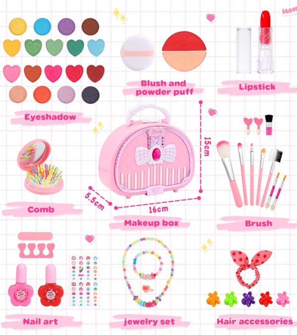 Ophy Kids Makeup Sets for Girls - 64PCS Girls Toys Washable Make Up Set, Childrens Princess Play Games Toy Presents, Girls Make Up Set Birthday Gifts Set for Age 3 4 5 6 7 8 9 10 11 12 Year Old