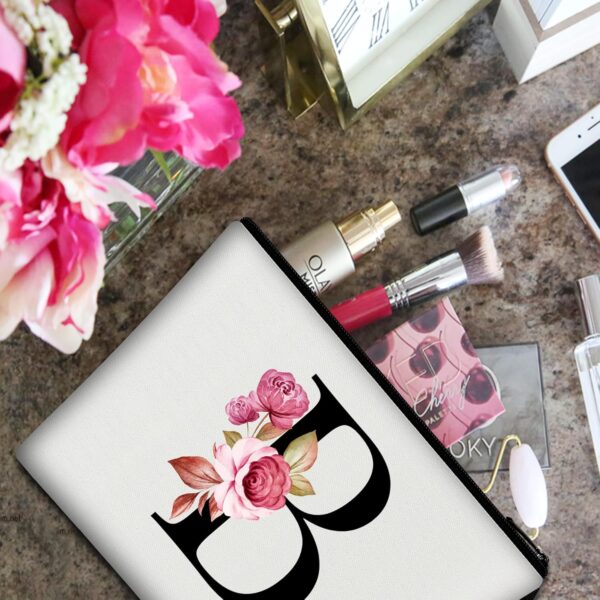 A-Z Personalized Makeup Bag,Birthday Gifts for Women Mom,Gifts for Best Friend,Bride Bridesmaid Cosmetic Bag(B)