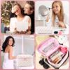 3PCS Makeup Bag Quilted Makeup Bags Set Cute Large Cosmetic Bag for Women Girls Coquette Aesthetic Toiletry Bag Travel Make Up Organizer Skincare Bag
