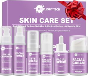 Gifts for Women,Anti Aging Skin Care Set,Reduce Wrinkles & Hydrate Skin,Skin Care Kit W/Facial Cleanser,Toner,Cream,Serum,Eye Cream Skincare Gift Set,Valentine Birthday Gifts for Wife Mom Teens