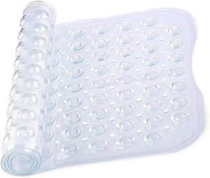 MOONLIGHT20015 Shower Bath Mat Non Slip Anti Mould & Mildew with Strong Suction Cups Grip and Drain Holes Soft Rubber Shower Mats - PVC Bathroom Mat Machine Washable (70x38cm, Clear)