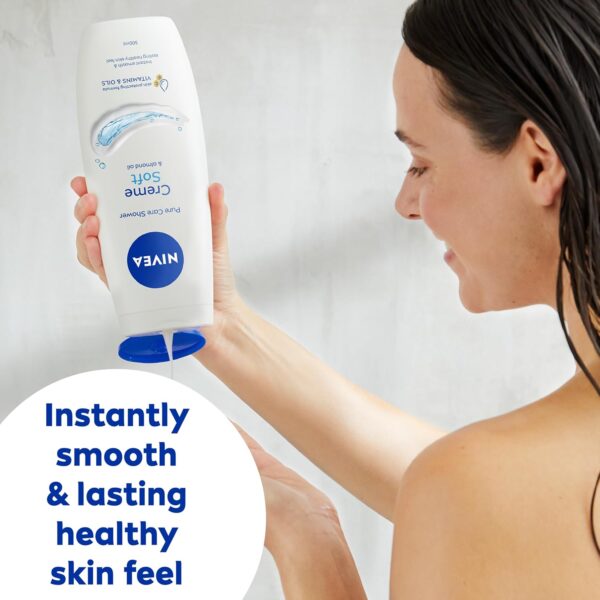 NIVEA Crème Soft (500ml, Pack of 6) Caring Shower Body Cream Enriched with Almond Oil, Moisturising Shower Gel Body Wash with Jojoba Oil, Glycerin and Panthenol