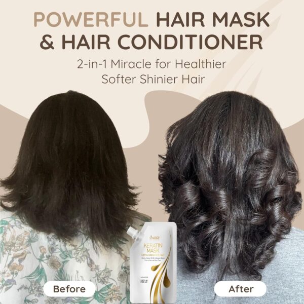 Vitamins Hair Mask Conditioner Keratin Treatment - Biotin Castor and Coconut Oil Deep Conditioning for Thin Fine Hair - Anti Frizz Moisturiser for Curly Straight Dry Damaged and Frizzy Locks