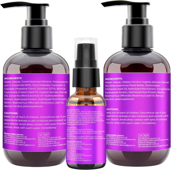 GIFBEA Hair Growth Shampoo and Conditioner Set with Rosemary Oil Serum, Biotin, Argan, Castor, Coconut, Keratin, Rice Water - Hair Loss Treatment, Thickening for Women and Men