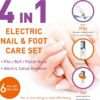 Own Harmony Electric Foot File Callus Remover & Electronic Nail File (4 in 1) Best Mani Pedi Tools - Professional Manicure & Pedicure Care Set - Perfect Toenail Polisher and Shine Buffer (USB Cord)