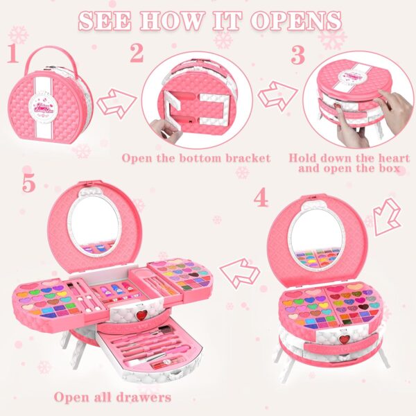 66 Pcs Kids Makeup Sets For Girls with Portable Stand,Make Up Starter Kit Children Princess Pretend Play Games Toys Presents,Little Girl Birthday Gifts Set For Age 3 4 5 6 7 8 9 10 11 12 Years Old
