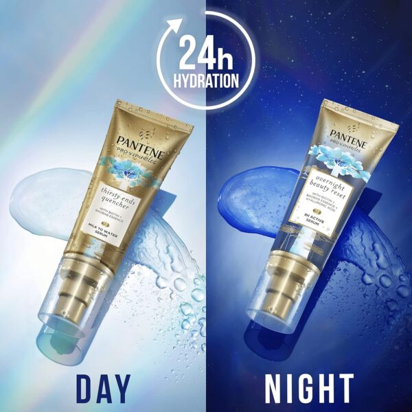 Pantene Hydra Day Hair Serum, For Dry Damaged Hair, Leave-in Hair Treatment, 70ml, Milk To Water Serum Thirsty Ends Quencher With Biotin And Baobab Essence, Leave-in Conditioner
