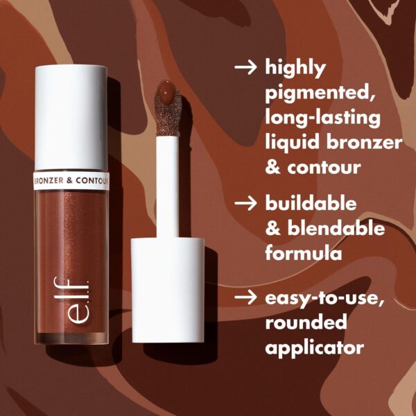 e.l.f. Camo Liquid Bronzer & Contour, Highly Pigmented, Natural-Looking Glowy Finish, Long-Lasting, Rounded Applicator, Vegan & Cruelty-Free, 2 Fair/Light
